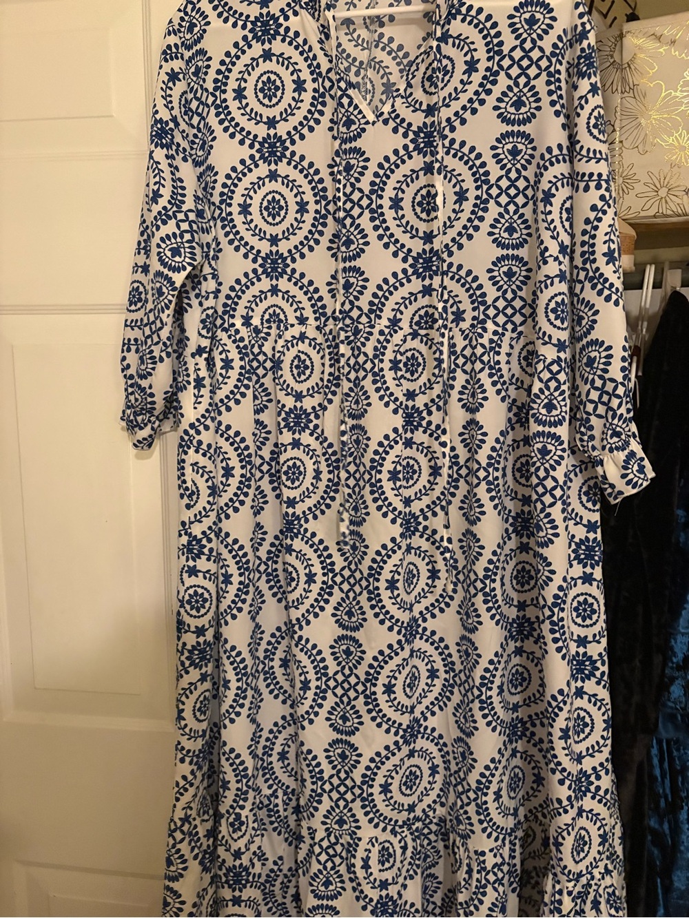 Blue and white dress